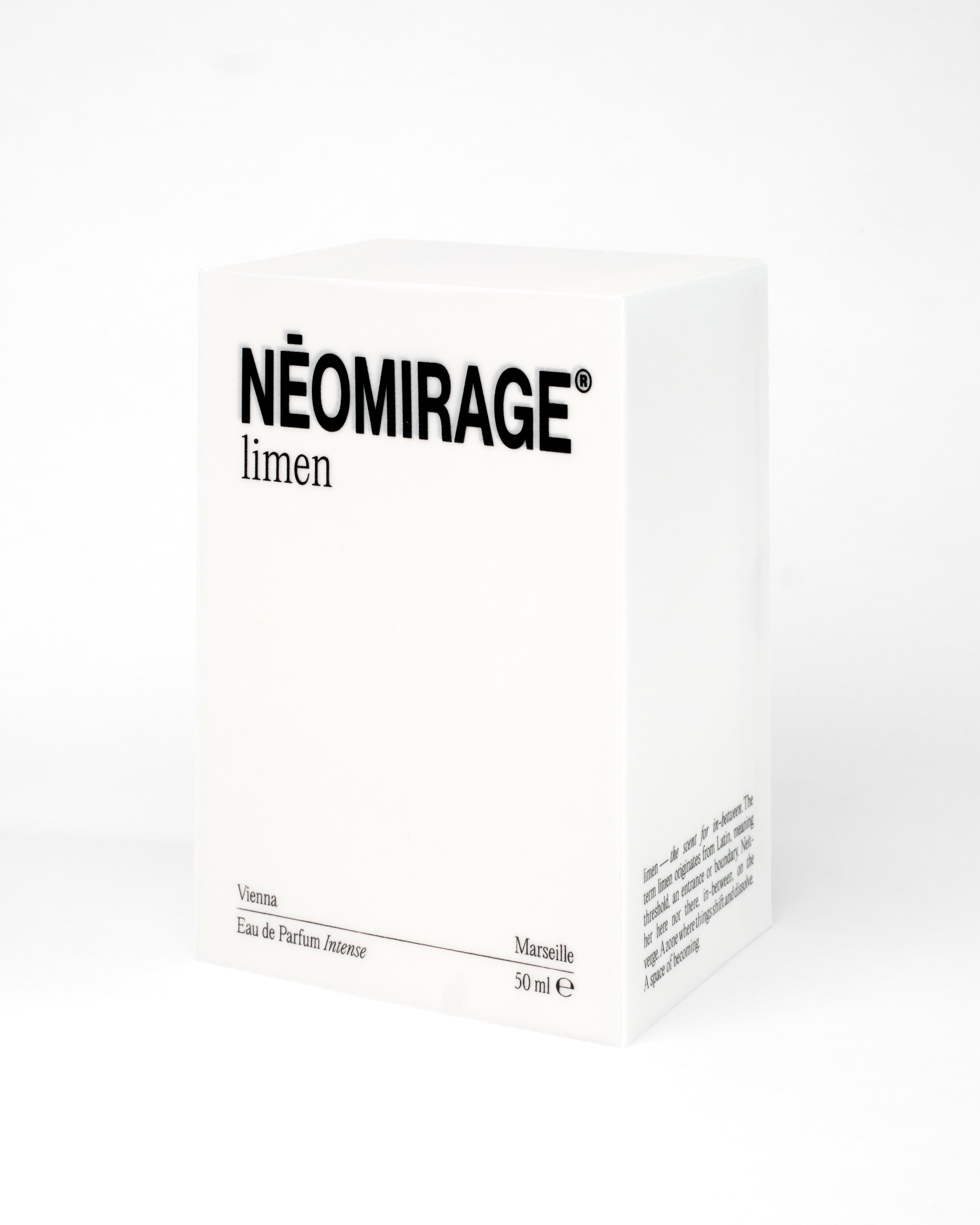 Néomirage limen perfume packaging on a white background