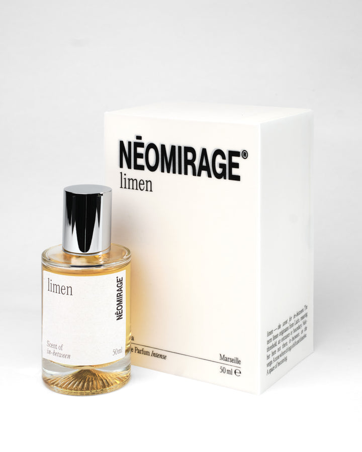 Néomirage limen perfume bottle and packaging on a white background