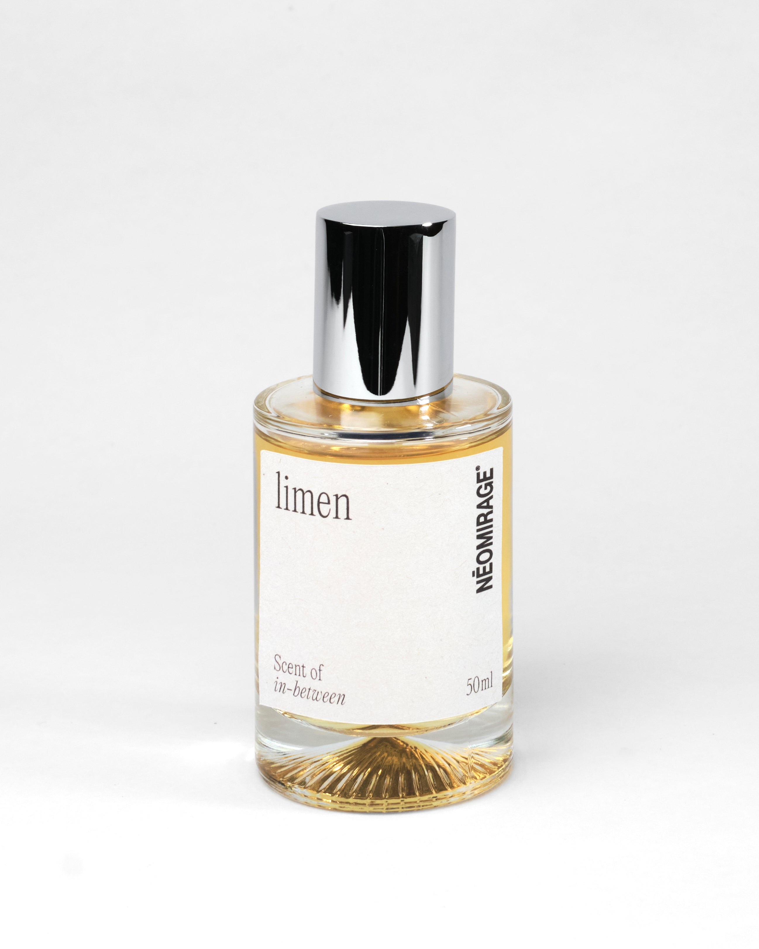 Perfume bottle labeled 'limen' by 'Némirage' on a white background
