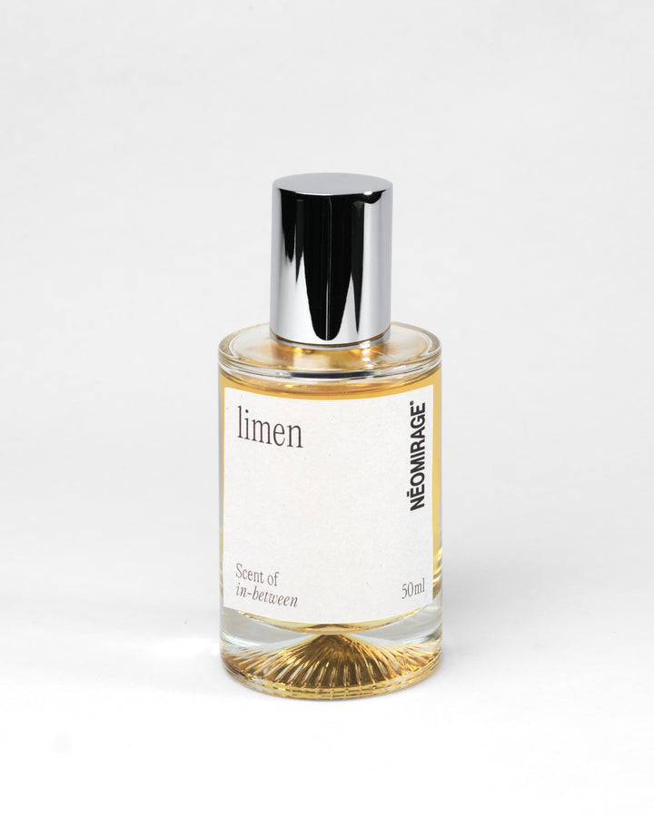 Perfume bottle labeled 'limen' by 'Némirage' on a white background